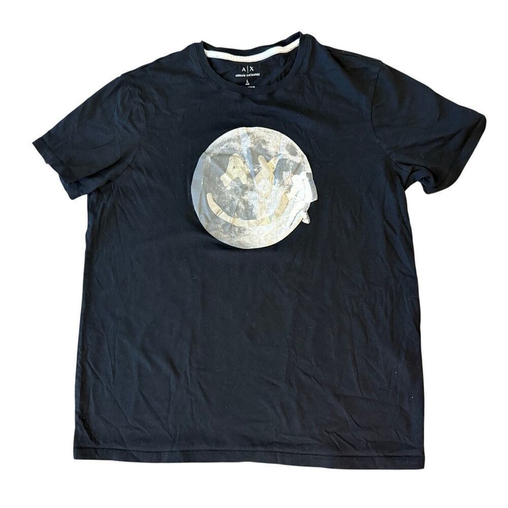 ARMANI EXCHANGE Man on the Moon Tee T-Shirt Men size L Slim Y2K